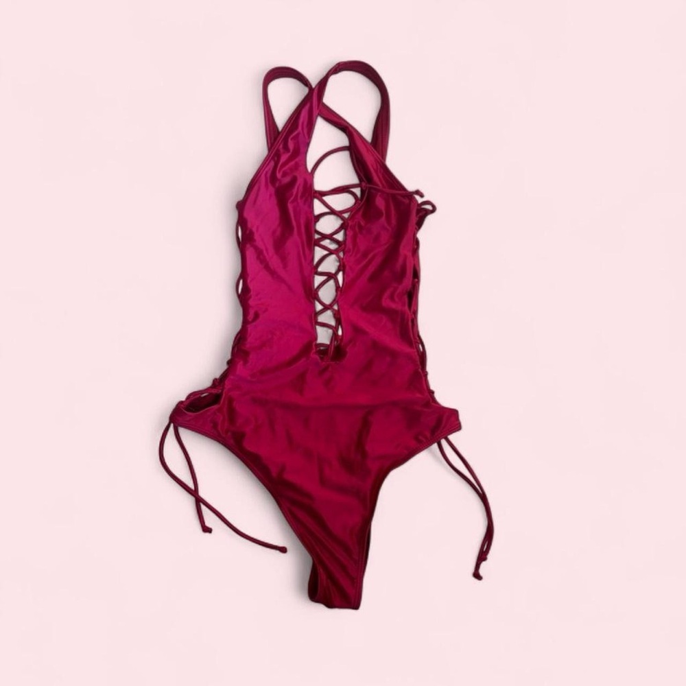 Medium Burgundy One Piece Swimsuit
